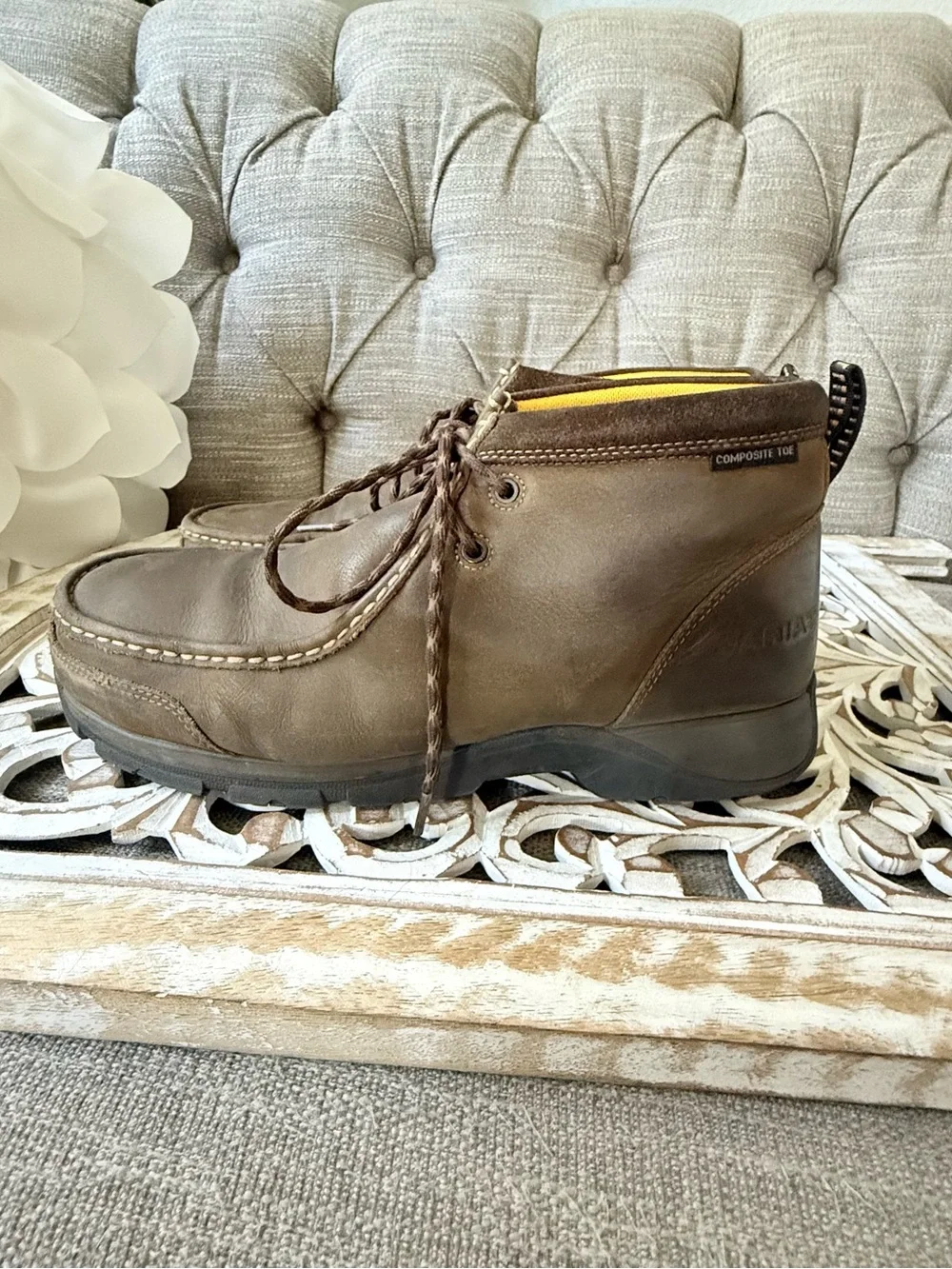 Ariat Composite Toe Brown Leather Men's Chukka Work Shoes Boots 11 Wide